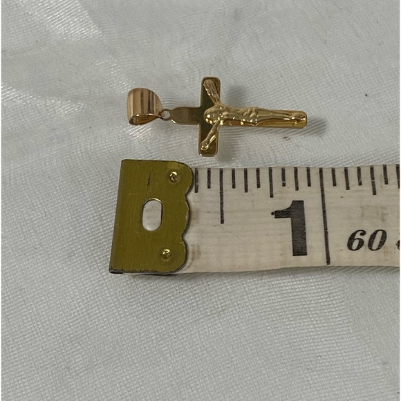 10K YELLOW GOLD Jesus on crucifix cross pendant REAL GOLD 1” - Picture 7 of 10